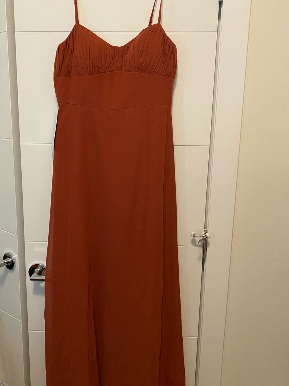 Azazie Terracotta Breonna Spaghetti-Strap Maxi Dress Size 8